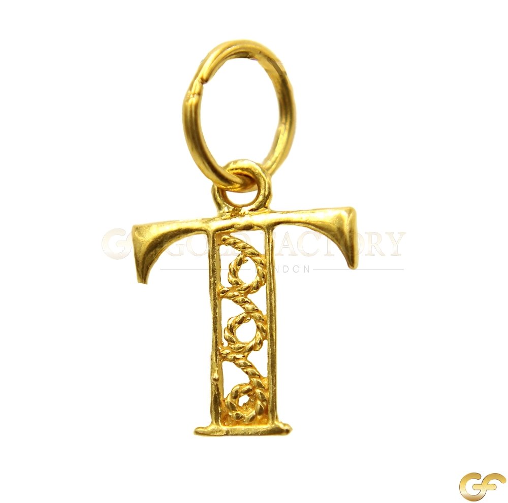 Classic Style Cut-Out 'T' Initial Pendant